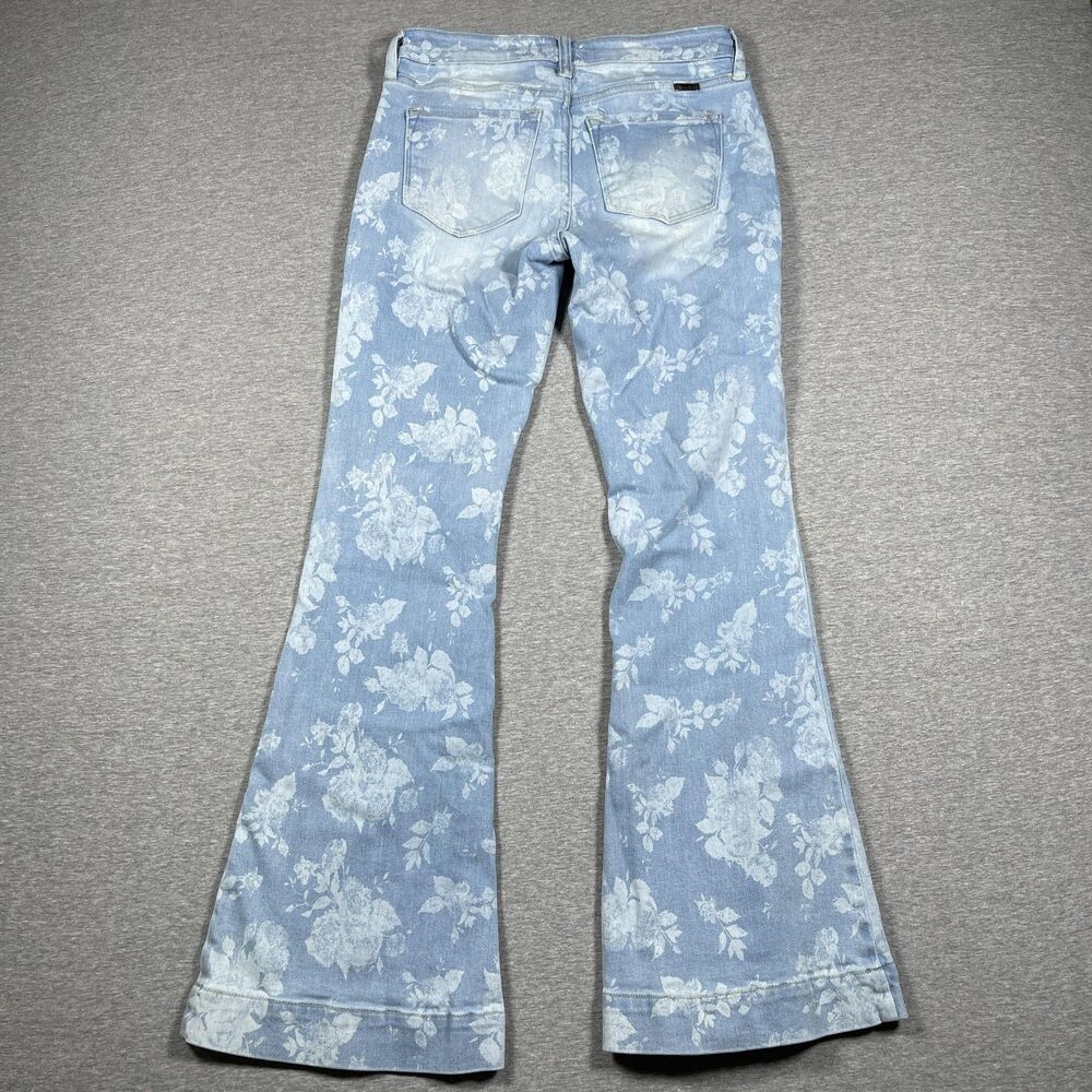 KanCan Jeans Womens 5/26 Blue Floral Flared Mid Rise Denim - Picture 7 of 11